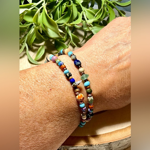 Beautiful Wrap Bead Bracelet with Semi-Precious Gemstones - Picture 4 of 5